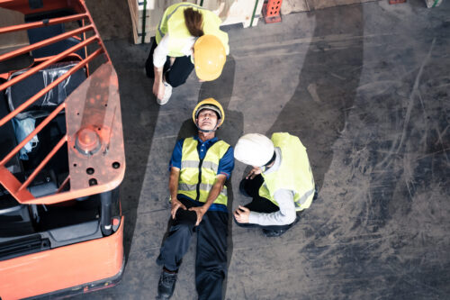 Worker injured near a forklift at a Charlotte job site